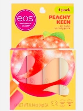 eos Peachy Keen Lip Balm 4-Pack - Pink & Peach Shades Discontinued Rare